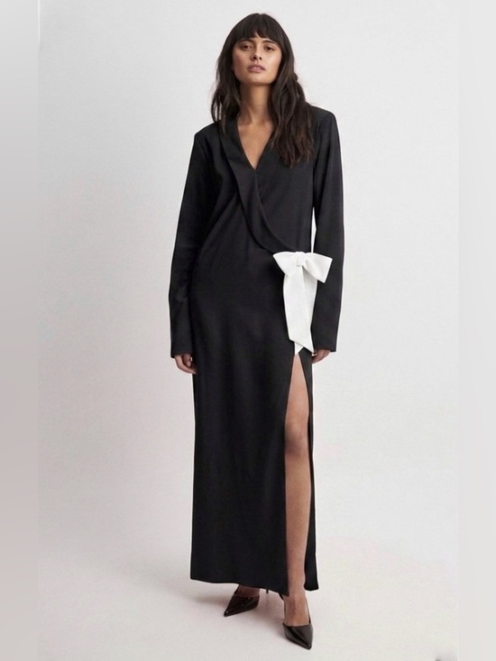 Na-Kd Dresses & Skirts - NAKD Flowy Tie Detail Maxi Dress Gown Black Tie Wedding Guest Formal NWT Small
